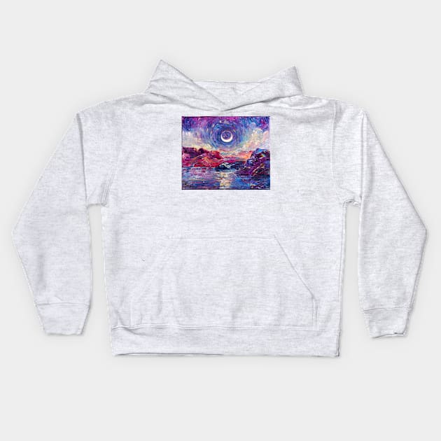 Costa Brava Nightscape Kids Hoodie by NataliaShchip